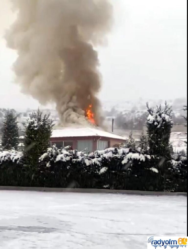 Tokat’ta bağ evinin çatısı, alev alev yandı