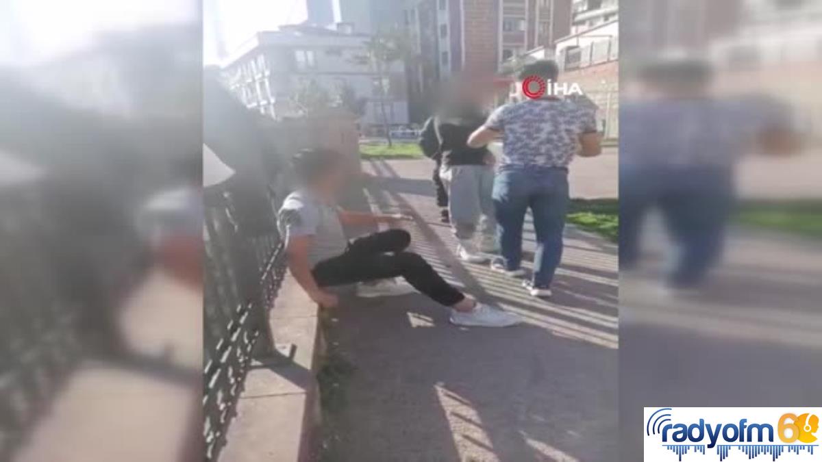 Parkta dayak kamerada: Yere yatırdığı genci tekme tokat dövdü