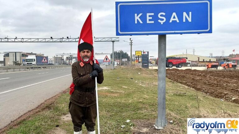 Şehitler için Çanakkale’ye yürüyen Gümüş, Keşan’a ulaştı