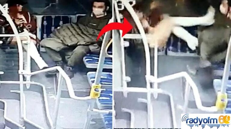 Metrobüste “Taciz edildim” diye bağıran kız, yanındaki şahsı tekme tokat dövdü